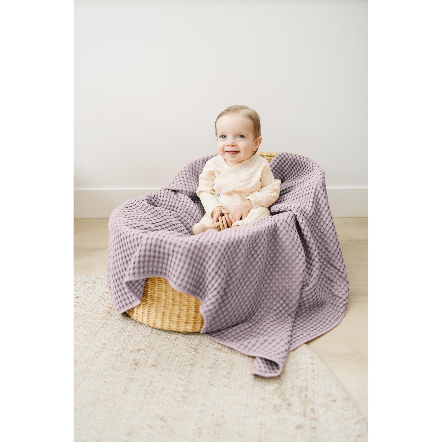 Konssy Waffle Baby Blanket - Soft & Cozy Nursery Swaddle Blanket, Lightweight Toddler Throw for Boys & Girls, Ideal for Wrapping (Oat)