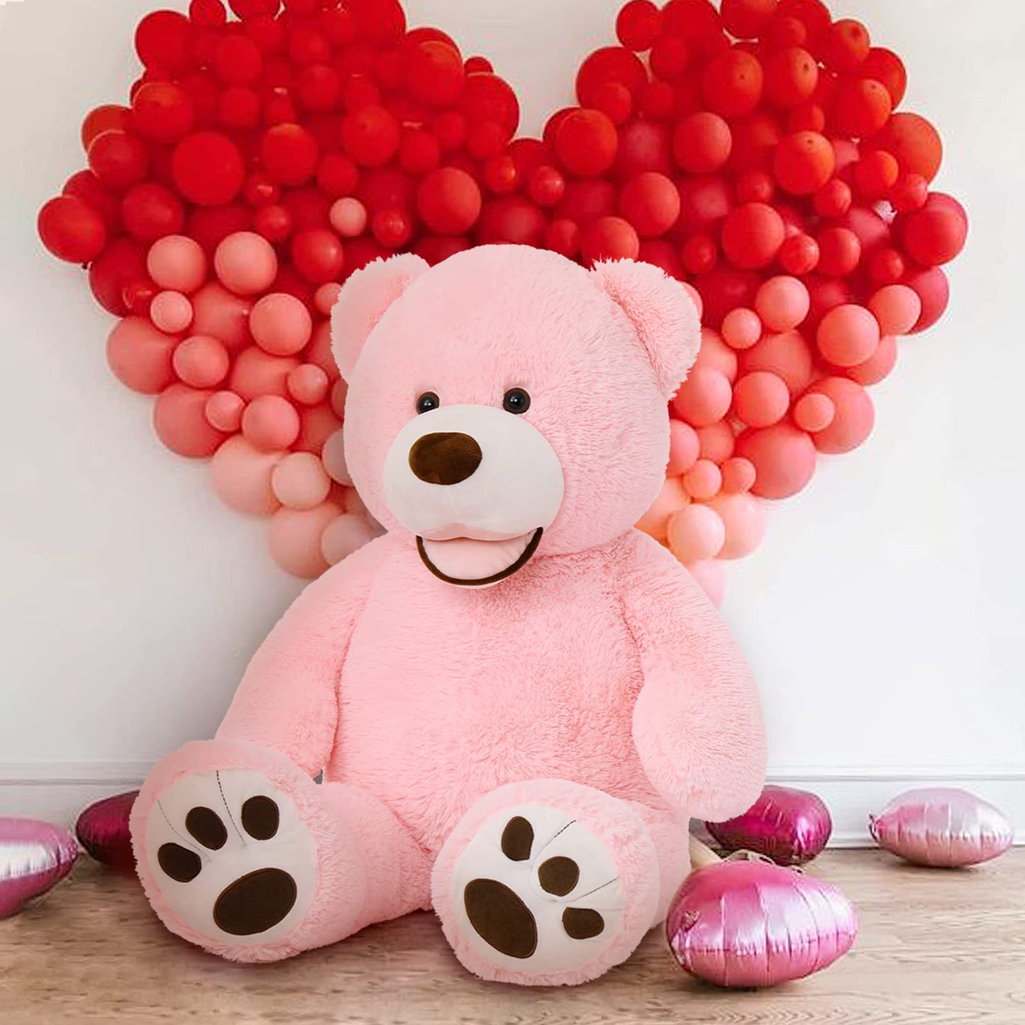 MorisMos Smile Giant Teddy Bear, 51inch Large Stuffed Bears with Big Footprints, Big Stuffed Animals Cuddly Plush Gifts for Girlfriends, Boyfriend, Dark Brown