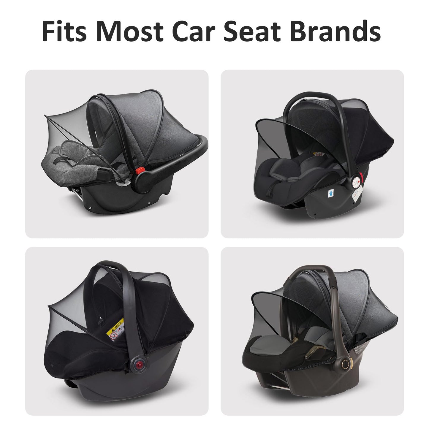 Universal Car Seat Canopy, Baby Car Seat Cover, Mosquito Net with Sunshade & Zipper - Breathable Mesh Infant Bug Net for Baby | Elastic Edge, Portable & Machine Washable