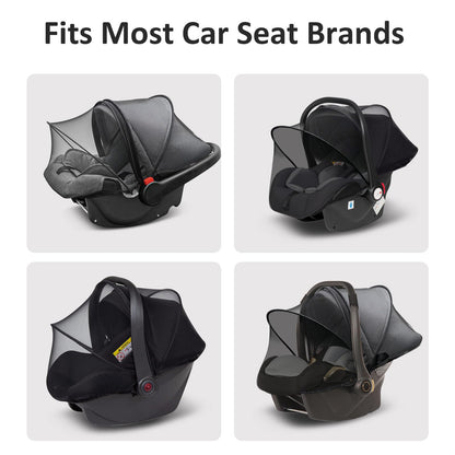 Universal Car Seat Canopy, Baby Car Seat Cover, Mosquito Net with Sunshade & Zipper - Breathable Mesh Infant Bug Net for Baby | Elastic Edge, Portable & Machine Washable