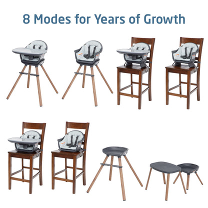 Maxi-Cosi Moa 8-in-1 High Chairs for Babies and Toddlers, Machine Washable Infant High Chair, Compact, Convertible High Chair Lightweight Design, Classic Slate