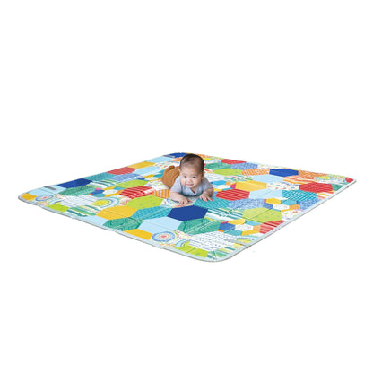 Infantino Foldable Soft Foam Mat, Extra Large Double-Sided Cushioned Portable Play Mat with Fold-Up Sides, Non Slip Crawling & Playing for Infants and Toddlers, Rainbows