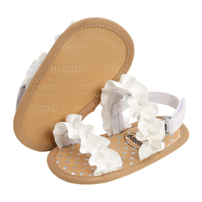 CoKate Baby Girls Sandals Ruffle Bowknot Premium Soft Sole Anti-Slip Open Toe Breathable Summer Outdoor First Walker Shoes Baby Sandals 0-3 months girls