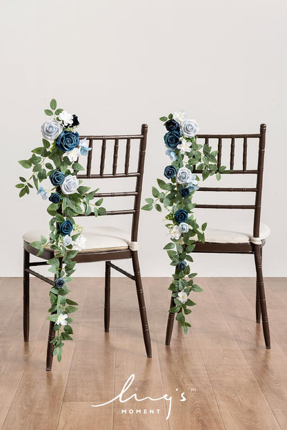 Ling's Moment 10pcs Wedding Chair Decorations Aisle Floral Swag Artificial Pew Flowers Hanging Garland Pink Blush & Cream For Ceremony Reception Church Rose Floral Faux Arrangement Party Outdoor Decor