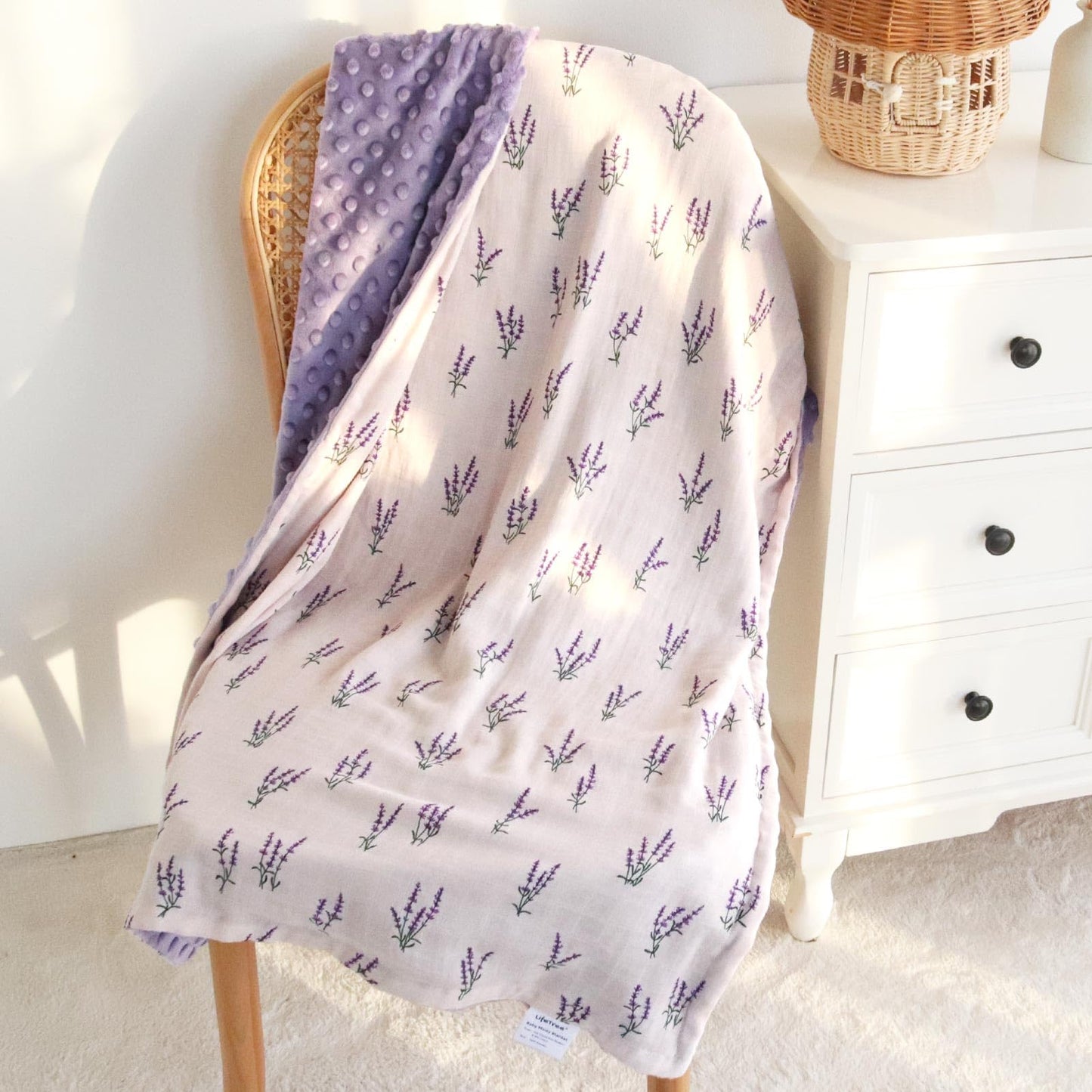 LifeTree Minky Baby Girl & Boy Blankets, Soft Double Layer Swaddle Blankets, Muslin Front and Dotted Fleece Backing Receiving Bed Throw Blanket for Newborn Unisex, 31X40 Inches, Bear Pattern