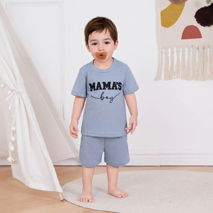 Toddler Baby Boy Summer Clothes Embroidered Waffle Short Sleeve T-Shirts Elastic Shorts Newborn Infant Boy Outfits