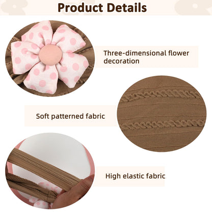 3 Pcs Baby Flower Headbands Baby Girls Nylon Headband Soft Hairbands Hair Accessories for Newborn Infant Toddler Kids (Beige Pink Khaki)