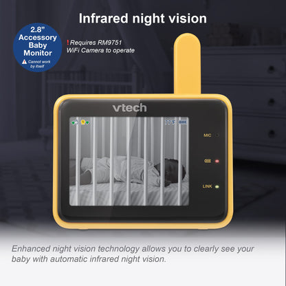 VTech RM9751 Yellow Daisy Smart Wi-Fi Baby Camera, iOS & Android Enabled, 1080p Full HD, Privacy Mode Cover, Night Light, Soothing Sounds & Lullabies, Two-way Intercom,Temperature Sensor, Night Vision