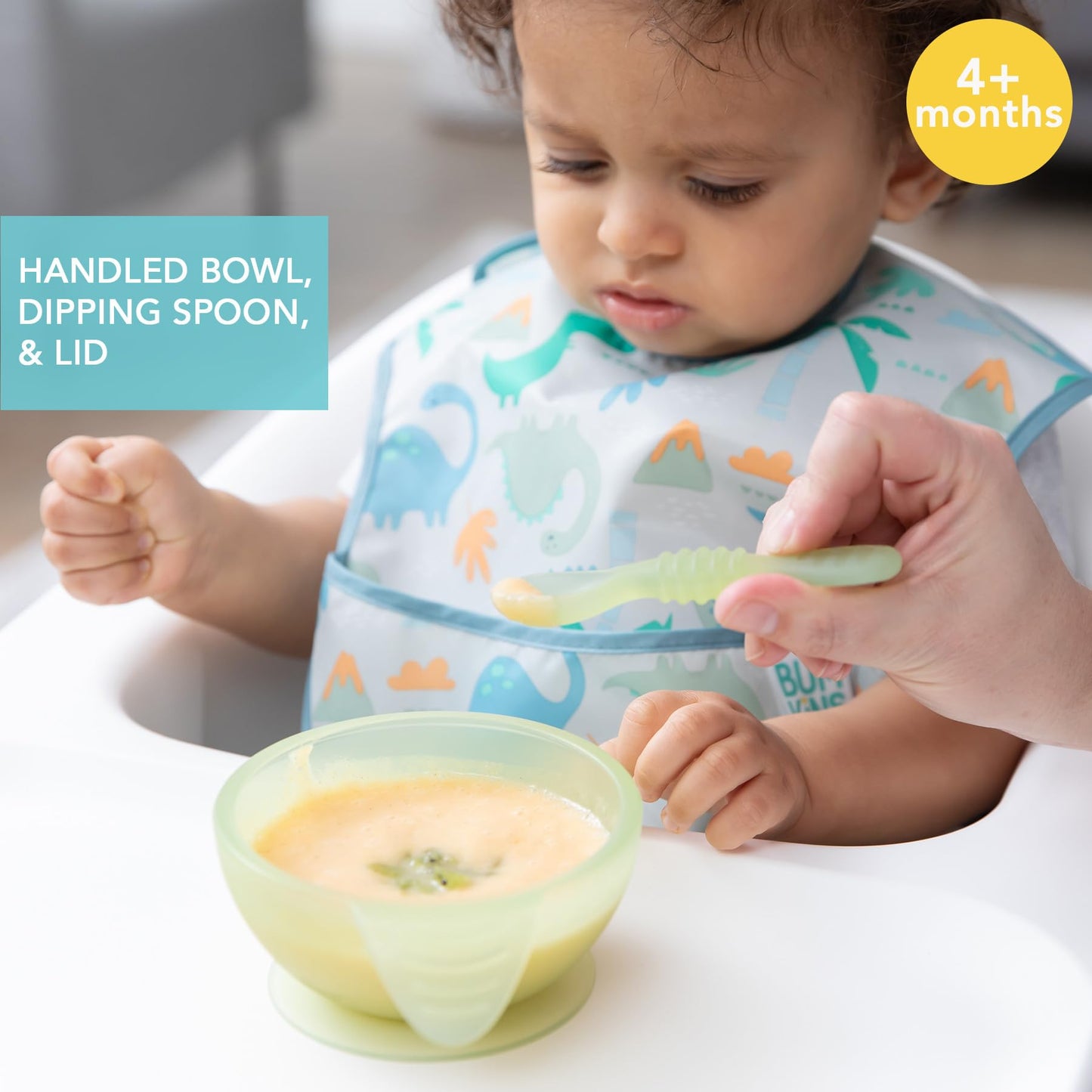 Bumkins Baby Bowls, Disney Minnie Mouse Silicone Baby Feeding Set, Suction Bowls for Baby and Toddler with Spoon, First Feeding Set, Platinum Silicone Bowl for Babies 4 Months