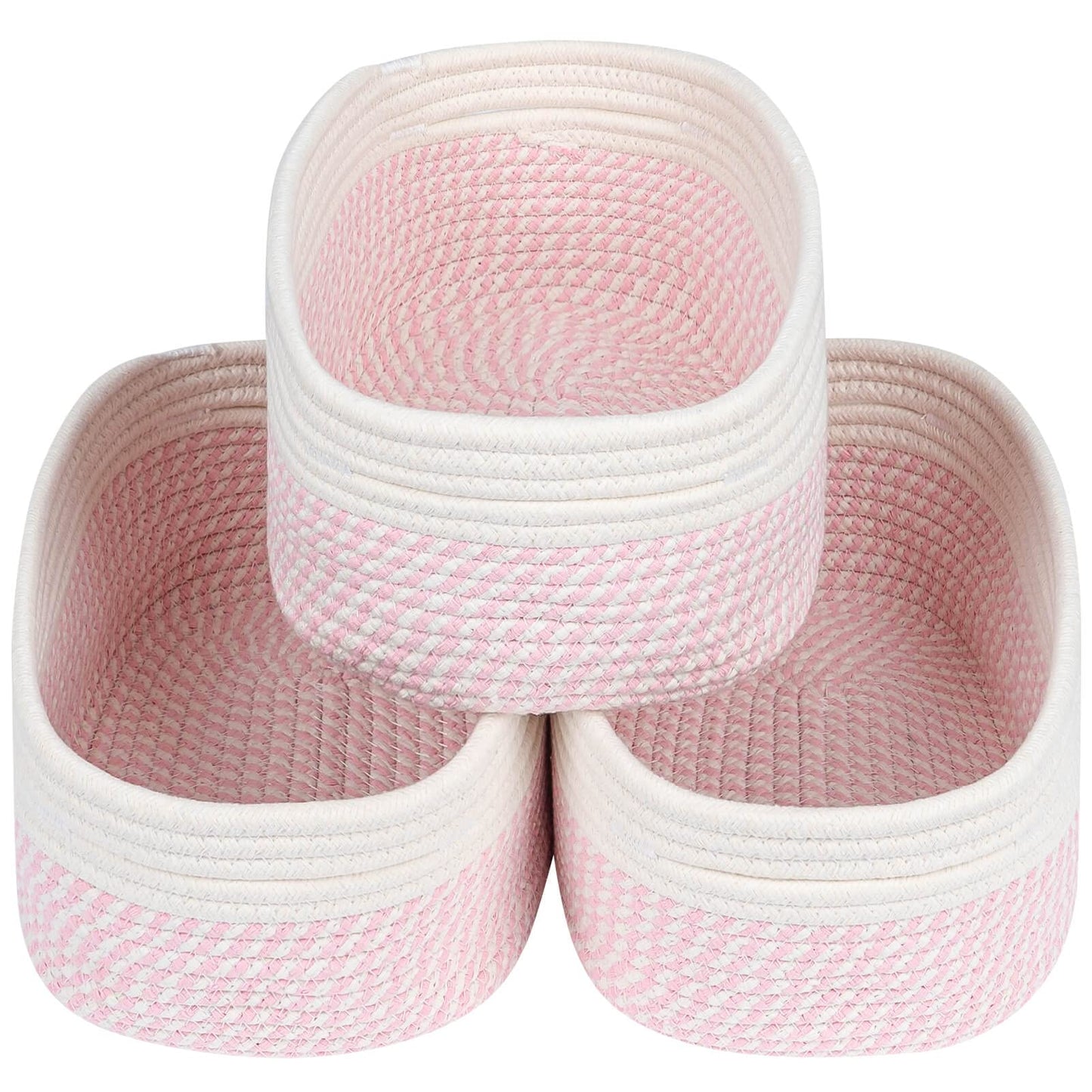 CubesLand Off White Small Storage Baskets for Shelves, Closet Organization Storage Bins Empty Gift Basket Baby Nursery Woven Baskets for Organizing, Rectangular Clothes Closet Shelves Baskets 3 Packs