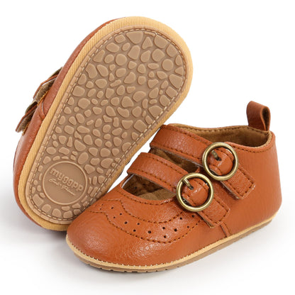 Baby Girl Mary Jane Flats Dress Shoes - Infant Newborn Shoes Anti-Slip Soft PU Leather Party School Wedding Princess Baby Girl Shoes 0-18M