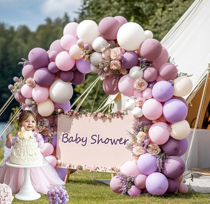 Dusty Pink Rose Balloon Garland Double Stuffed Mauve Light Pink Latex Blush Nude Beige Champagne Gold Balloon Arch Kit for Boho Birthday Baby Bridal Shower Neutral Wedding Party Decor