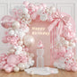 Pink Bow Balloon Arch Kit with Clear Light Pearl Pink and White Balloons for Coquette Bow Themed Bridal Baby Shower Wedding Birthday Party Decorations