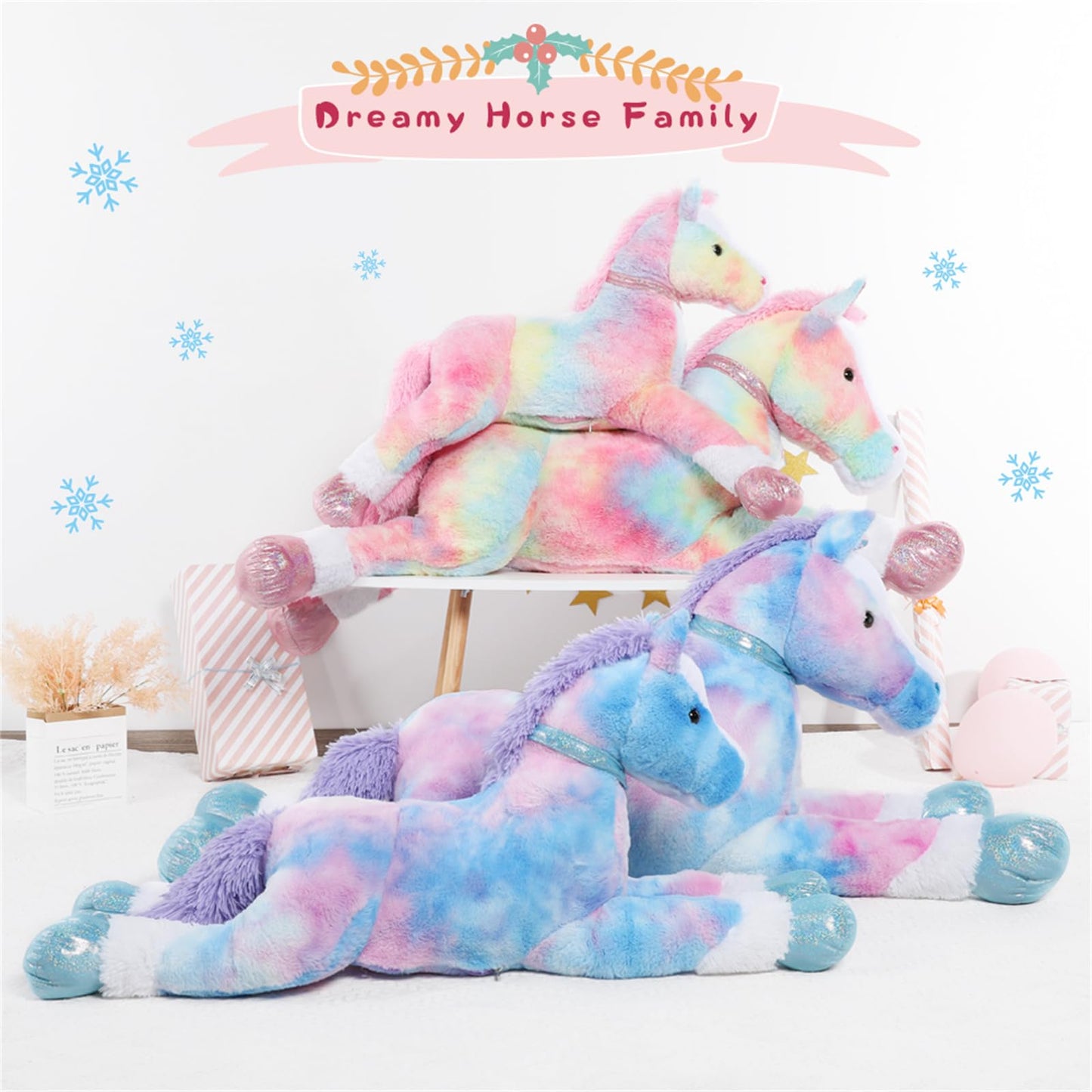 Tezituor 47 Inch Giant Horse Stuffed Animal, 4ft Realistic Chocolate Stuffed Horse Plush Toy, Hugging Soft Horse Pony Plush Pillow for Boys Girls,