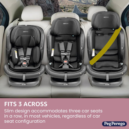 Peg Perego Primo Viaggio All-in-One Convertible Car Seat – Newborn to 10+ Years – 5-120 lbs – Height Adjustable & Slim, 100% FR-Free, Made in Italy, Mercury (Grey)