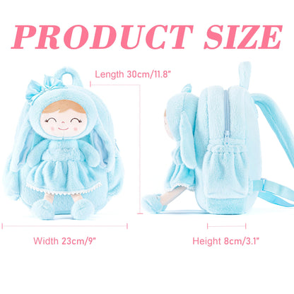 Gloveleya Toddler Backpack Baby Ballerina Girl Gifts Plush Curly Hair Ballet Backpack - Black Blonde 9 inches