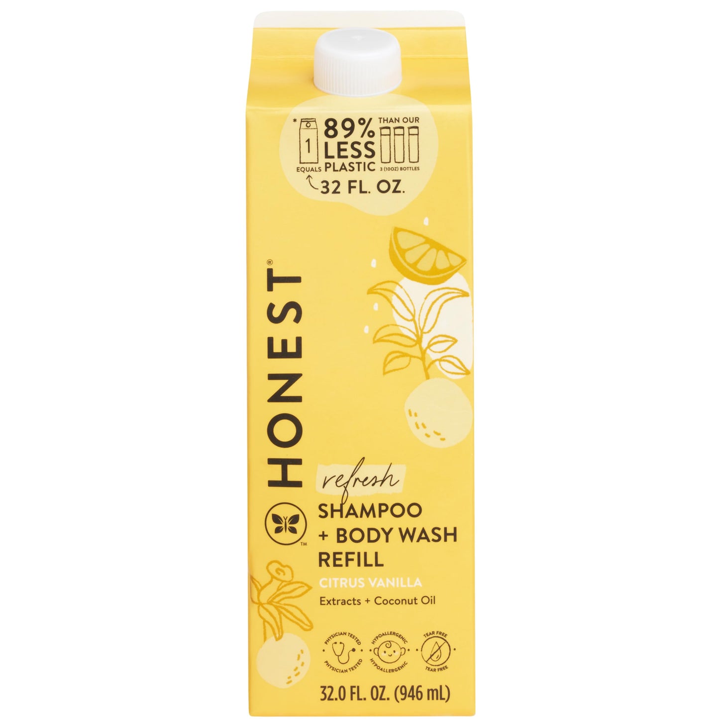 The Honest Company 2-in-1 Cleansing Shampoo + Body Wash for Sensitive Skin | Gentle for Baby | Naturally Derived, Tear-free, Hypoallergenic | Fragrance Free, 10 fl oz