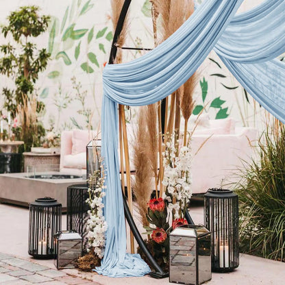 Wedding Arch Draping Fabric 2 Panels 30'' x 18FT Sage Green Sheer Chiffon Arch Drapery for Bridal Shower Backdrop Outdoor Party Church Ceremony