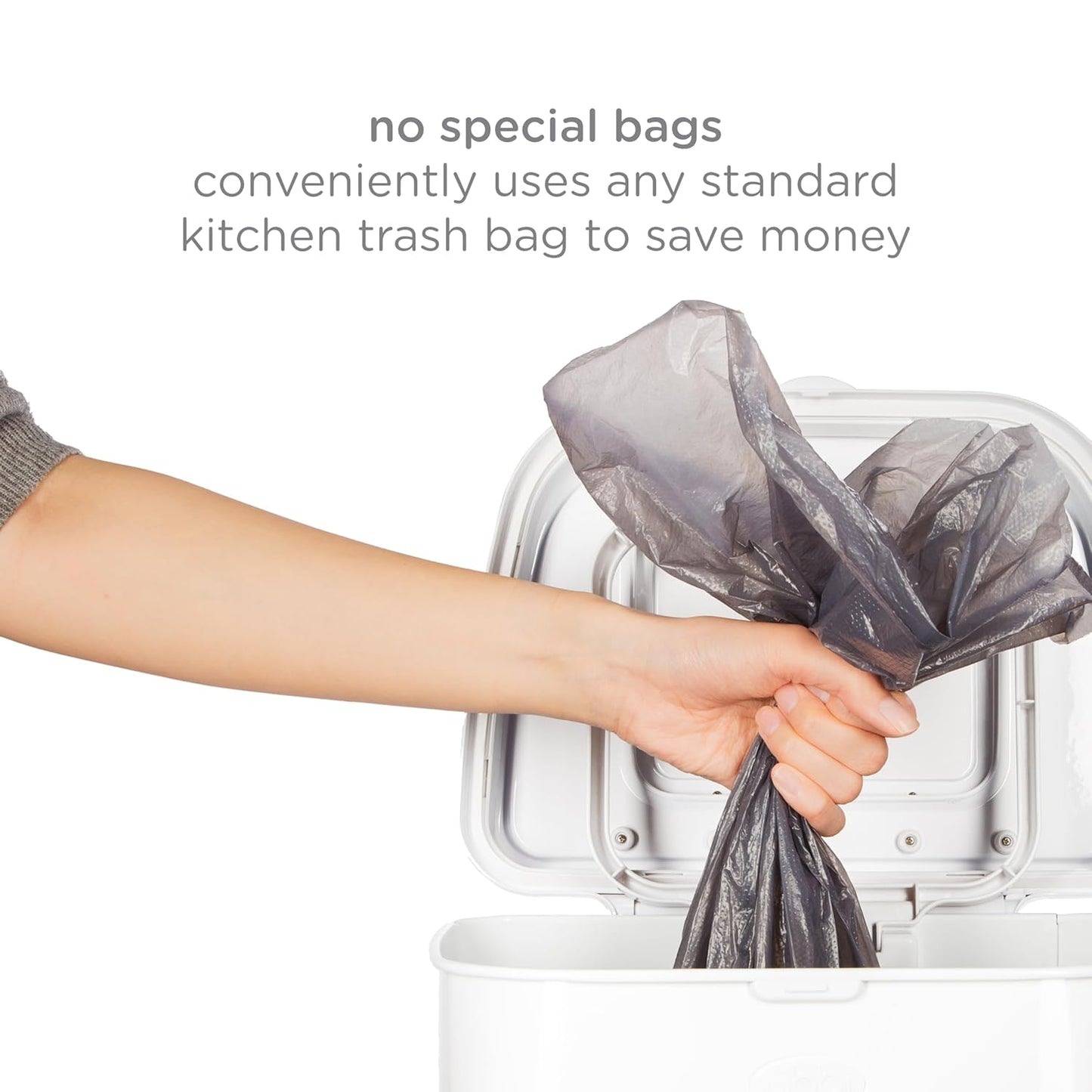 Ubbi Adult Diaper Pail, Steel Odor Locking, No Special Bag Required, Awards-Winning, Modern Design, White