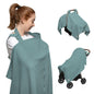 Nilsa 5-in-1 Muslin Nursing Cover up for Breastfeeding & Baby Car Seat Cover - Breathable Breastfeeding Cover With Rigid Hoop - 100% Cotton Privacy Apron Breast Feeding Covers For Women (Blush)