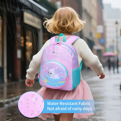 Toddler Backpack for 1-3 Year Old Girls & Boys Waterproof 3D Animal Cartoon Rabbit Design Kids Travel Backpack Lightweight Preschool Daycare Bag with Adjustable Straps(Little White Rabbit)