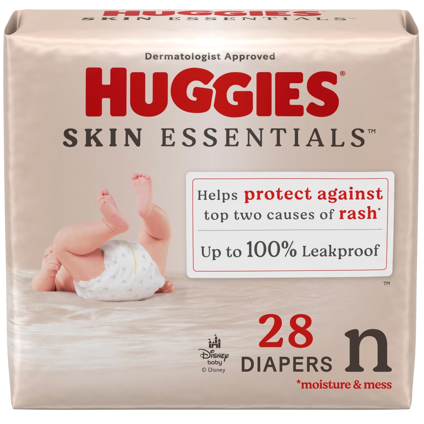 Huggies Size 2 Diapers, Skin Essentials Baby Diapers, Size 2 (12-18 lbs), 74 Count, Packaging May Vary