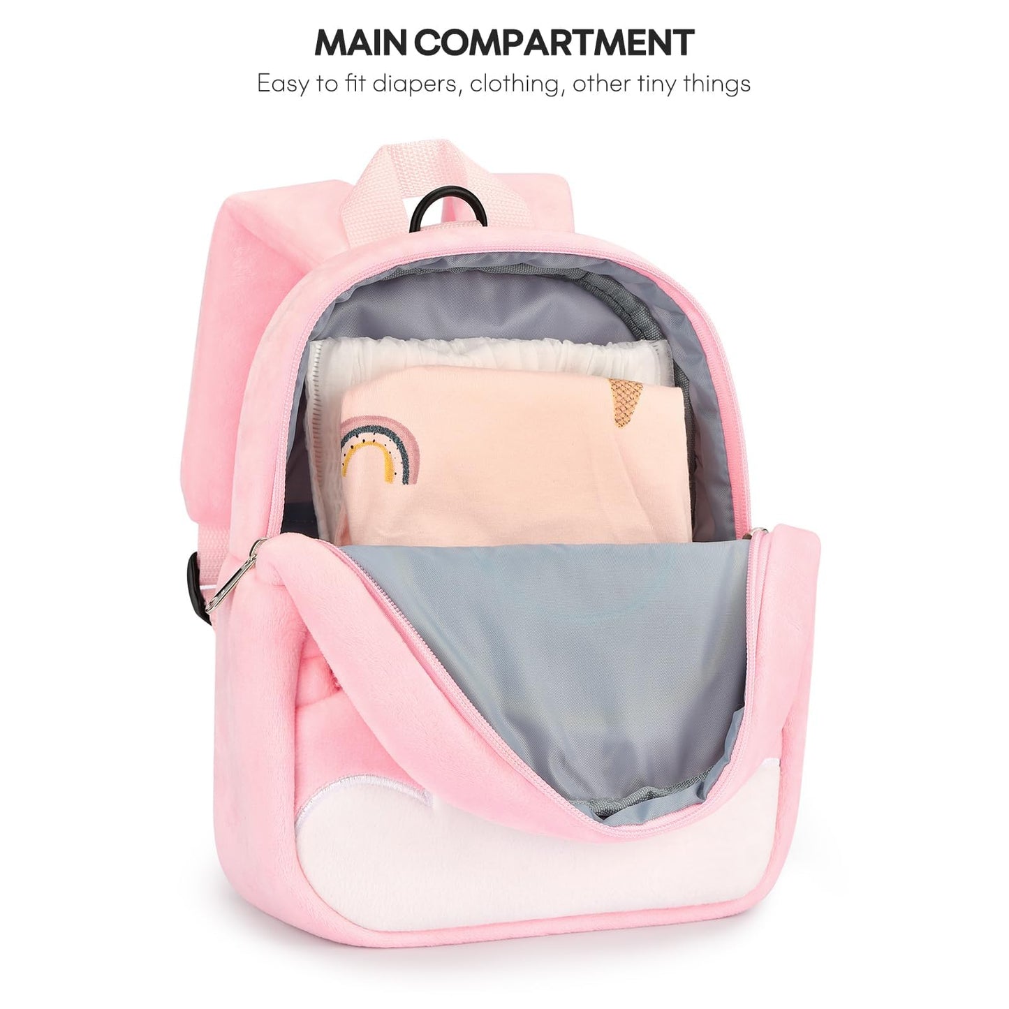 mibasies Toddler Backpacks for Girls 2-4: Plush Backpack -3D Animal Cartoon Mini Travel Bag -10 inch Toddler Backpack Leash
