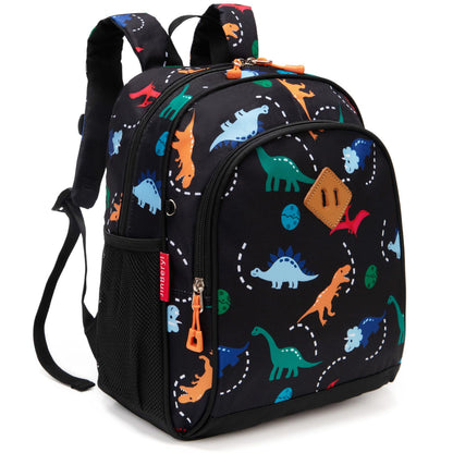 Toddler Backpack for Boys, 12 Inch Kids Dinosaur Backpack for Preschool or Kindergarten, Black