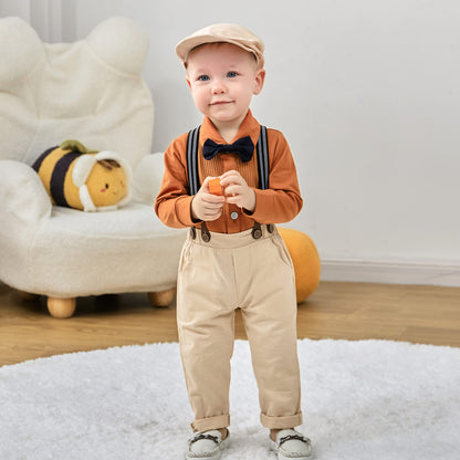 YUEMION Baby Boy Clothes Wedding Outfit Suits, 0-18 Months Infant Boy Gentleman Set, Dress Shirt+Vest+Suspender Pants+Bowtie