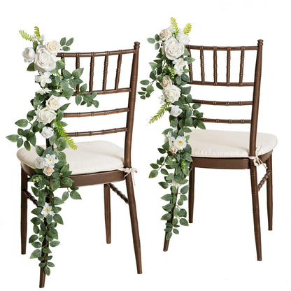 Ling's Moment 10pcs Wedding Chair Decorations Aisle Floral Swag Artificial Pew Flowers Hanging Garland Pink Blush & Cream For Ceremony Reception Church Rose Floral Faux Arrangement Party Outdoor Decor