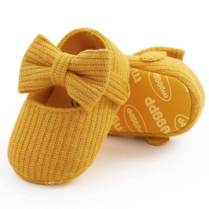 Baby Girls Mary Jane Flats with Bowknot Flowers Soft Newborn Infant First Walkers Crib Shoes Wedding Party Christmas Dress Shoes
