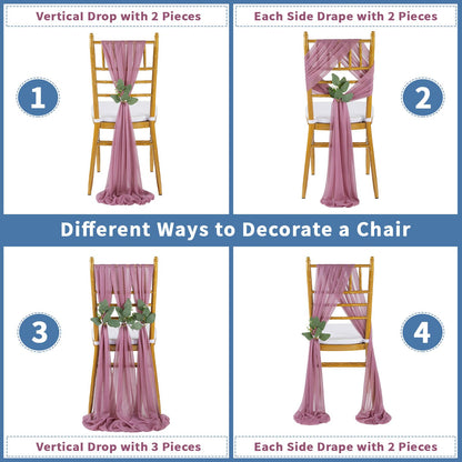 QueenDream Light Blue Sashes Chair Aisle Decorations: 24 Pack Baby Shower Chair Cover 8FT Long Tulle Draping Fabric Wedding Reception Church
