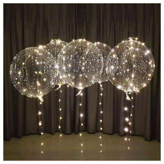 White LED Balloons Light up Bobo Party Balloons DIY kit-Clear Cold White LED Balloons for Helium or Air (cold white, 6 pack)