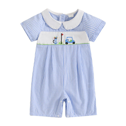 Baby Boy Rompers Half Button-up Jumpsuit Short Sleeve Bodysuit Summer Clothes