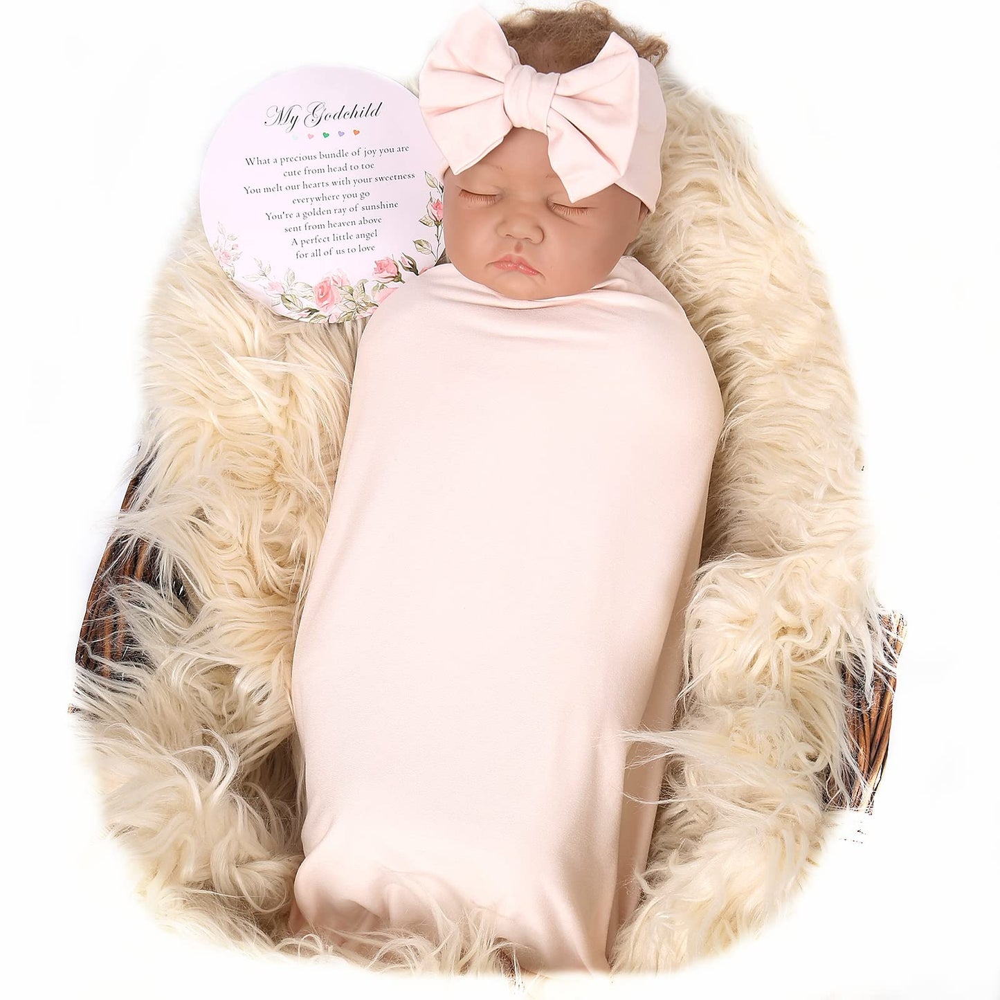 Galabloomer Newborn Receiving Blanket Headband Set Baby Flower Swaddle (vintage flower)
