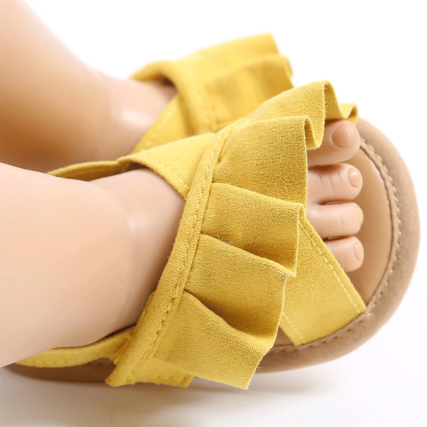 CoKate Baby Girls Sandals Ruffle Bowknot Premium Soft Sole Anti-Slip Open Toe Breathable Summer Outdoor First Walker Shoes Baby Sandals 0-3 months girls