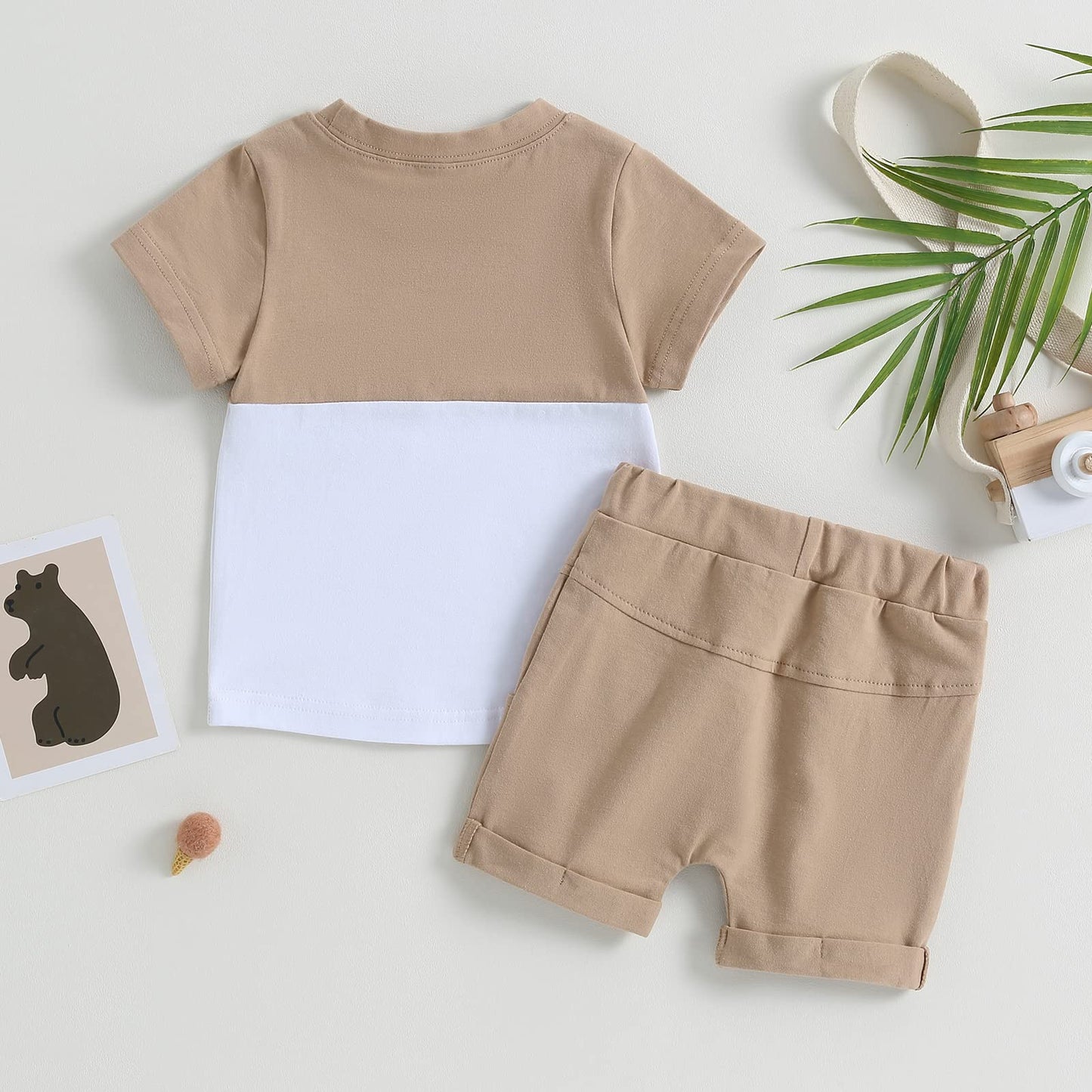 Karwuiio Toddler Baby Boy Summer Outfit Short Sleeve T-Shirt Tops Elastic Waist Shorts Set Baby Boys Clothes