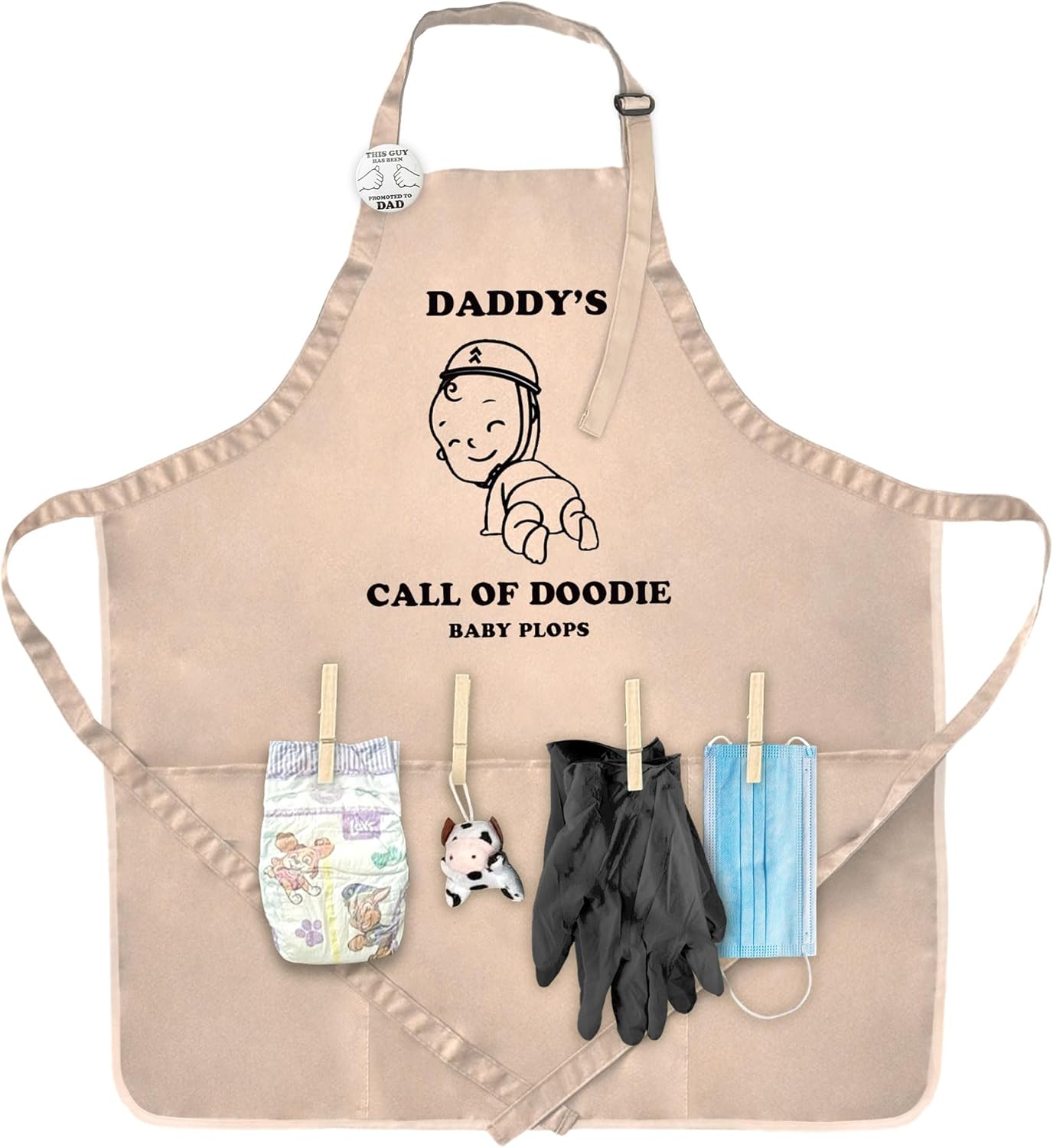 MUNIFICENCE Daddys Call Of Doodie Beige Apron Great Gift for New Dad to be