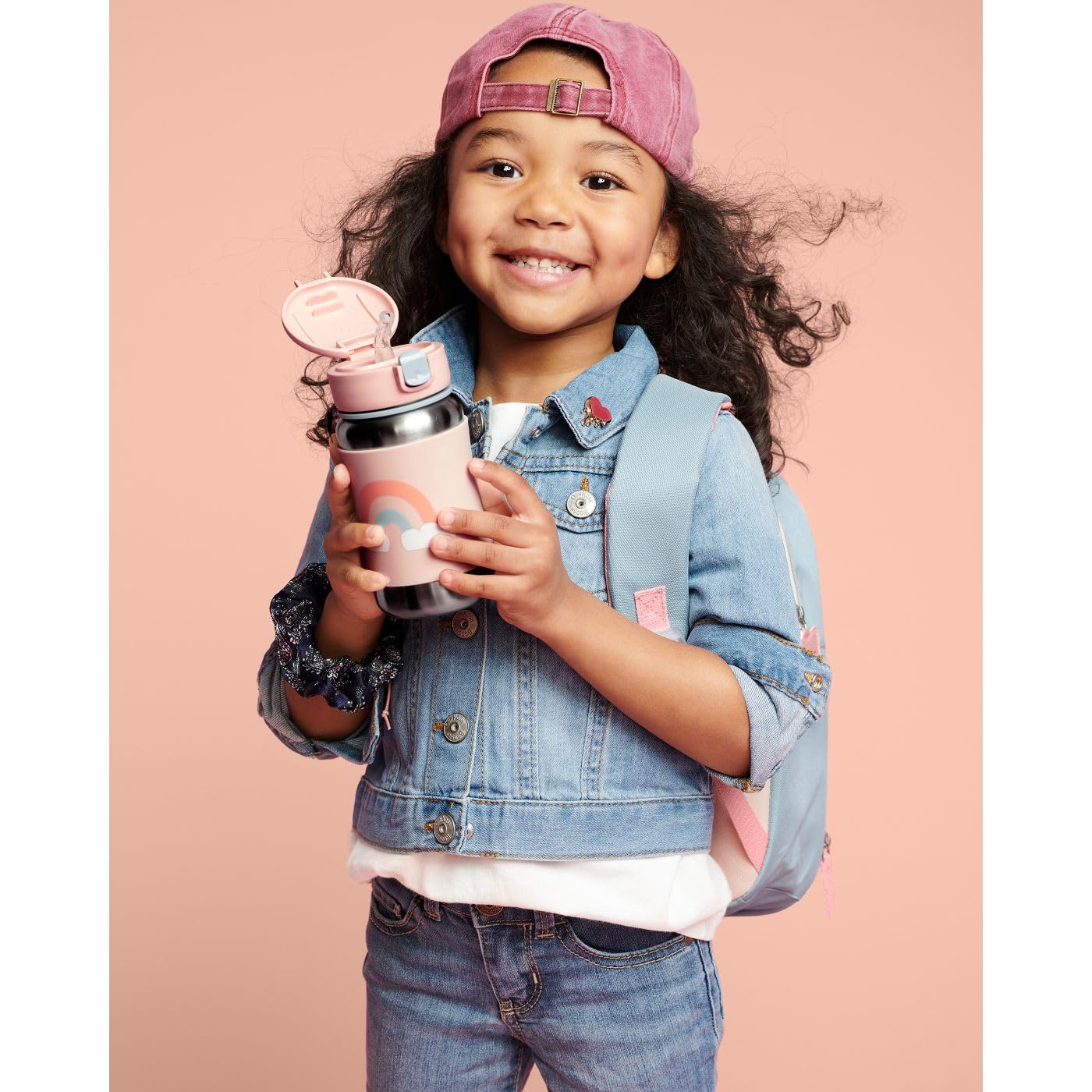Skip Hop Toddler Sippy Cup with Straw, Sparks Stainless Steel Straw Bottle, Ice Cream