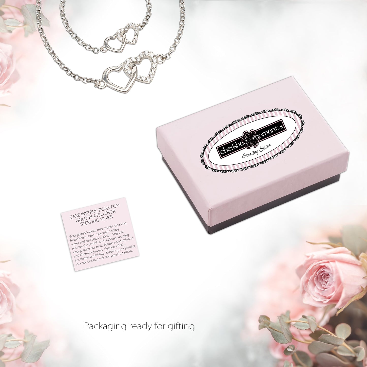 Cherished Moments Sterling Silver Mom and Me Double Heart Bracelet Sold as a Set or individually