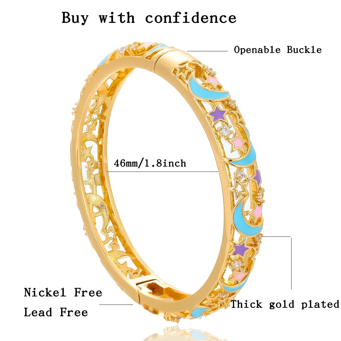 Ethlyn Gold Plated Colorful Openable Kids Baby Girls Bangles Bracelets Birthday Christmas Gifts Birthday Presents for children