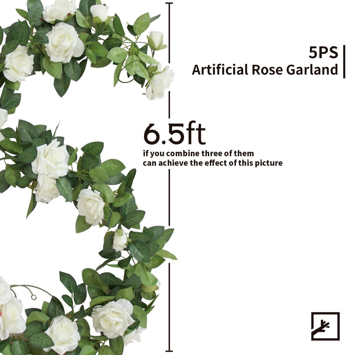 ZIFTY 5Pcs 32.5FT Pink Flower Garland Fake Rose Vines for Tea Party Mother's Day Decorations Faux Artificial Floral Garland Hanging Rose Ivy for Baby Shower Wedding Arch Ceremony Outdoor Wall Decor