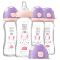 YOHKOH Natural Glass Baby Bottle with Natural Response Nipple, Newborn Anti-Colic Baby Bottles, Wide Neck Mushroom Cap Baby Bottle, Clear (8.8ounce (Pack of 4), Multicolour1)