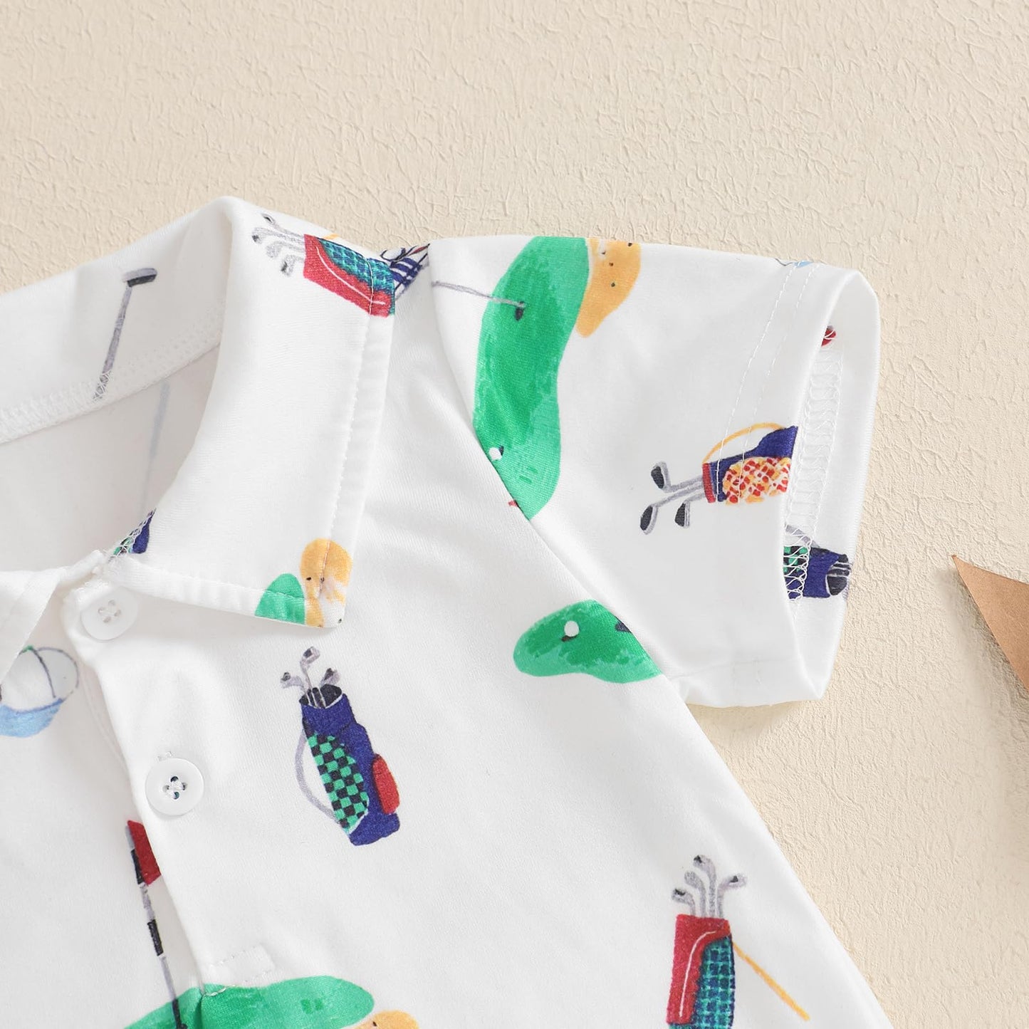 Baby Boy Rompers Half Button-up Jumpsuit Short Sleeve Bodysuit Summer Clothes