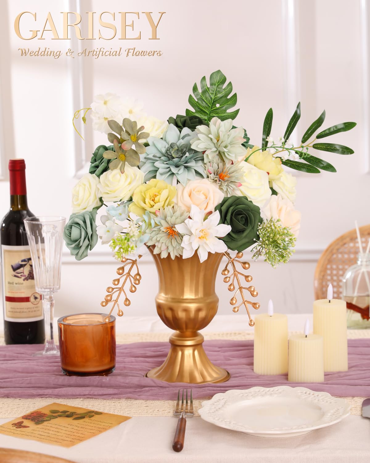 Artificial Flowers Combo for DIY Wedding Bouquets Combo Centerpieces Arrangements Party Bridal Baby Shower Home Decorations-Blush Pink