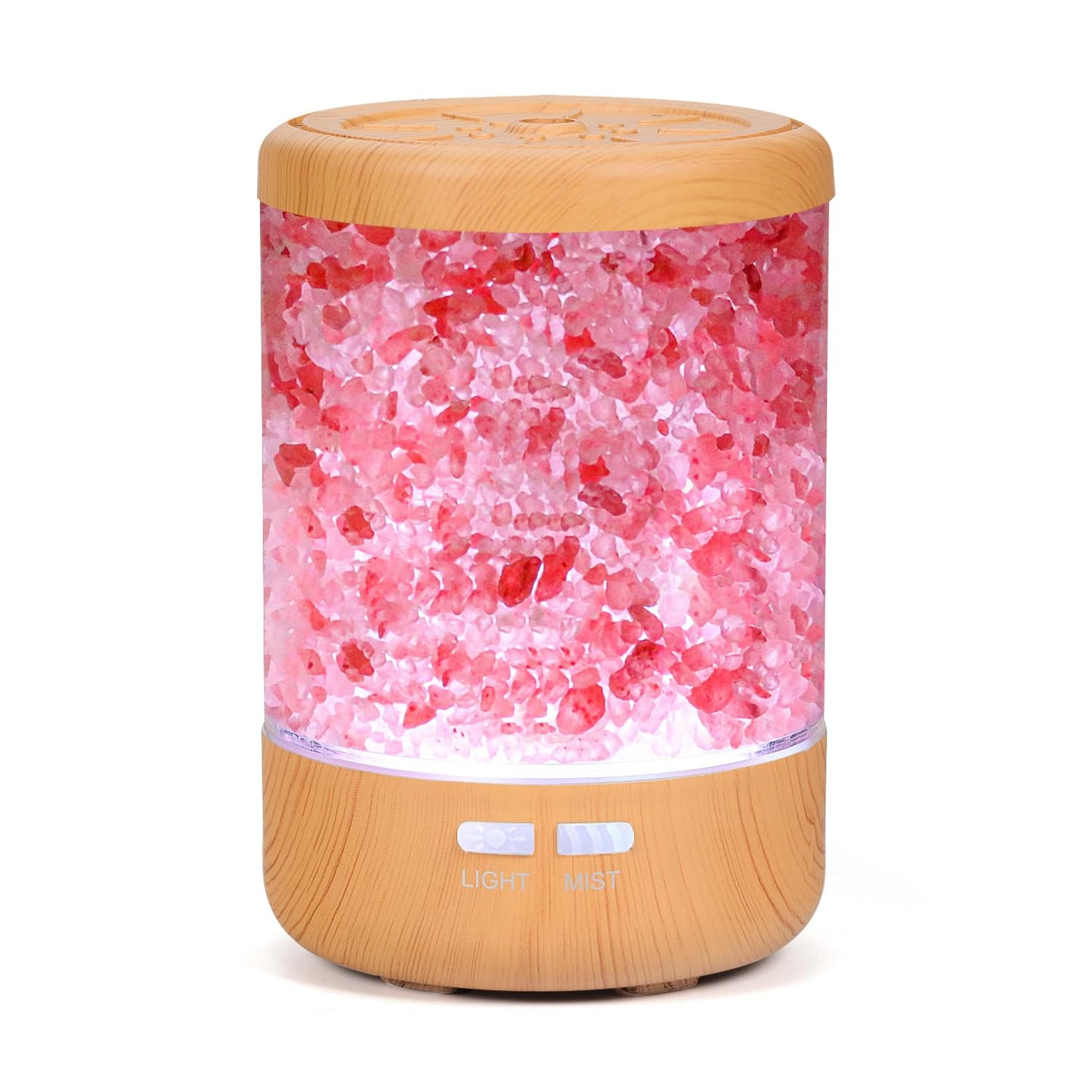 Essential Oil Diffuser Aromatherapy Diffuser - Himalayan Pink Salt Crystal Diffusers for Essential Oils with 7 Color Lights 2 Mist Mode, Reduce Noise Design for Baby Room, Yellow