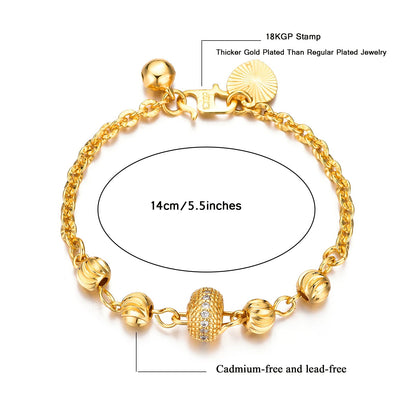 Ethlyn Baby Bracelets for girls 18K Gold Plated Beads Bracelets Bells Baby Girls Birthday Gifts