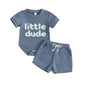 MERSARIPHY Newborn Baby Boy Summer Clothes Mama's Boy Little Dude Short Sleeve Romper Shorts Set Infant Waffle Knit Outfit