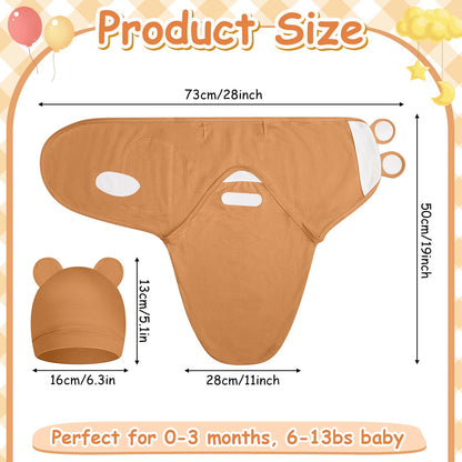 Ramede 6 Pack Baby Swaddle Blanket with Hats Sleep Swaddle for 0-3 Months Newborn Sacks Soft Cotton Wearable for Boy Girl