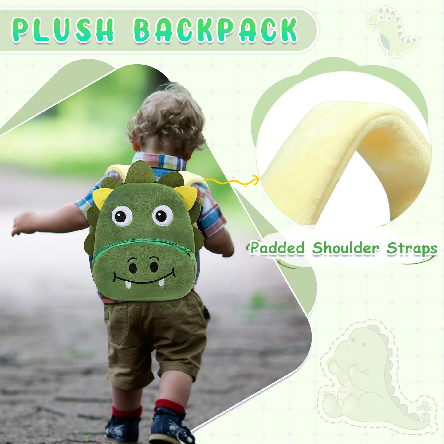 Kasqo Toddler Backpack for Boys and Girls, Kids Backpack Small Cute Animal Soft Plush Mini Backpack for 1-6 Years